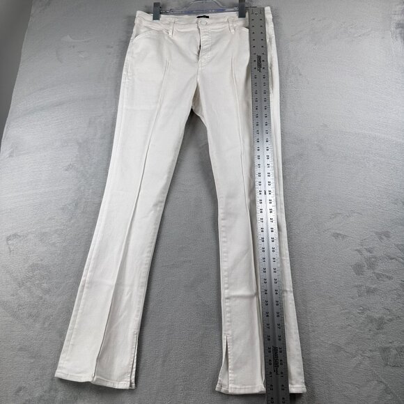 Express Skyscraper Bootcut Jeans Womens 14R Ankle Slit Mid Rise Pintuck White - Picture 15 of 16